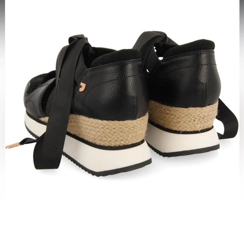 Gioseppo Black Sport Wedge Sneakers with Ribbon Straps Sizes 7.5 & 9.5